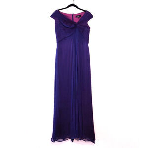 Tadashi Collection Womens Evening Gown Size 8 Silk Iridescent Purple Maxi Dress